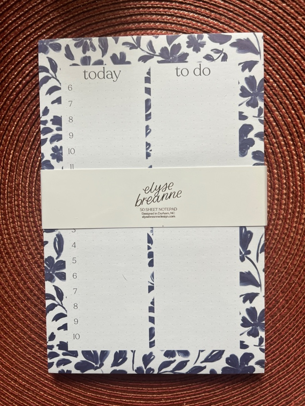 Elyse Breanne Floral Today & To Do Notepad - Porcelain Floral Pattern
